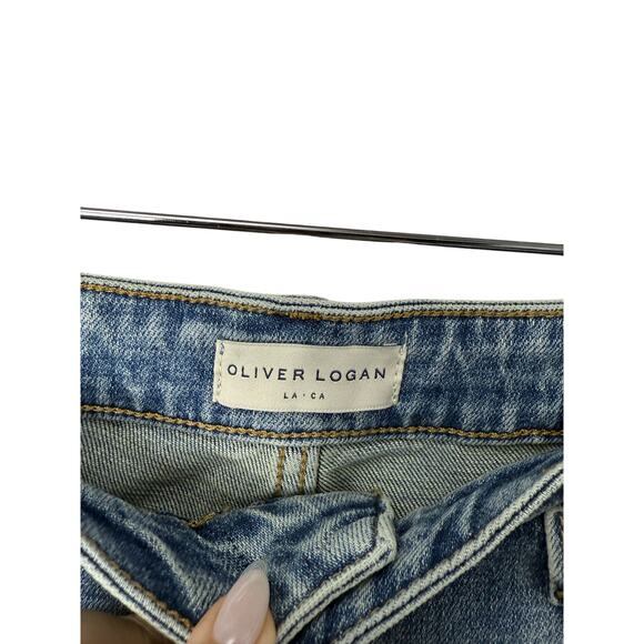 Oliver Logan Aberdeen Wide Leg Crop Jeans Size 30 Light Wash Raw Hem - Picture 6 of 11